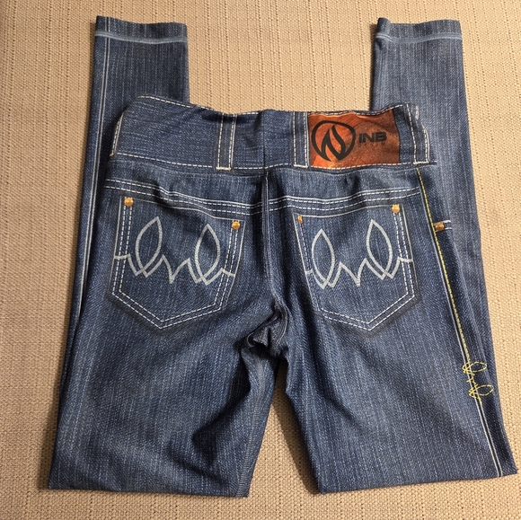 INKnBURN Blue Performance Denim Running Tights Leggings sz 6 - Picture 2 of 3